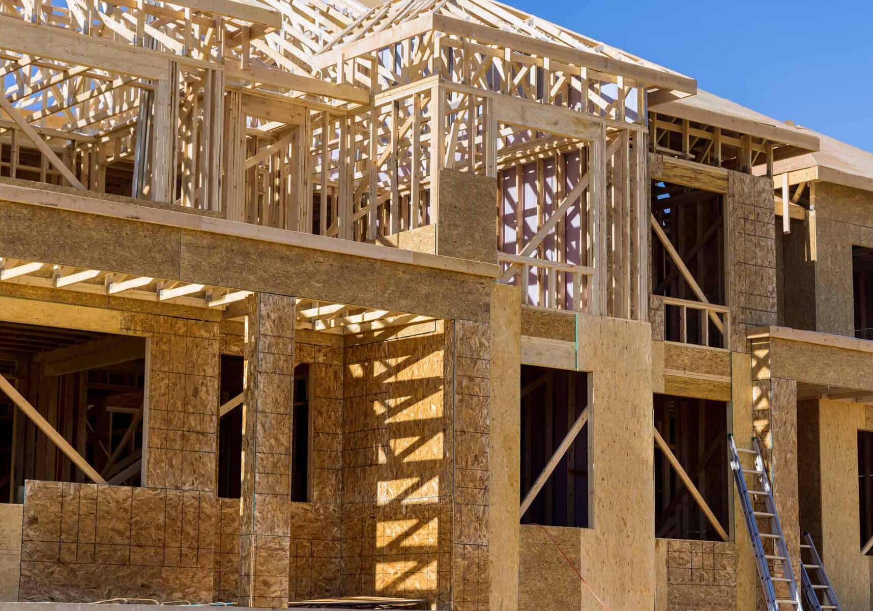 Framing of a house on new home construction